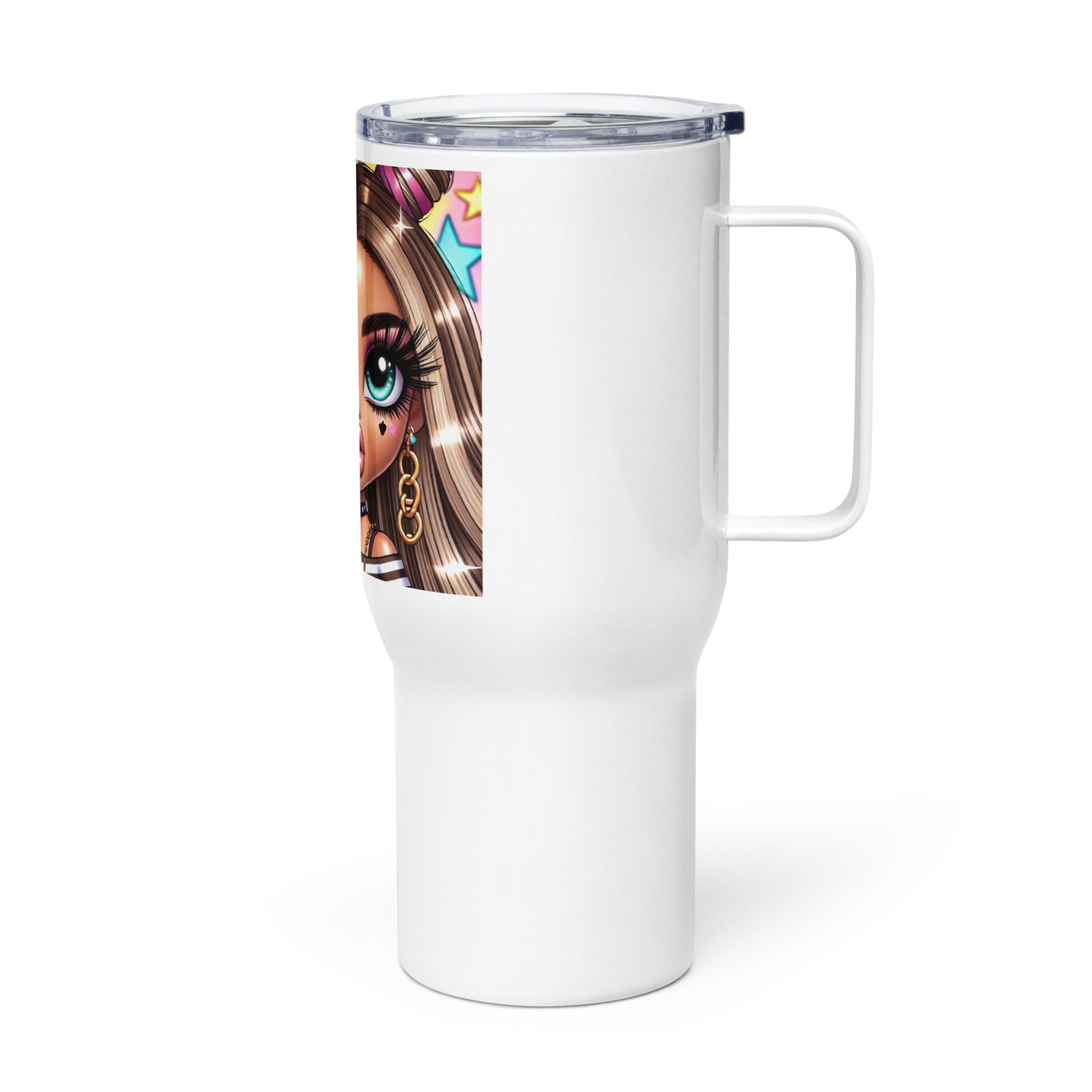 Travel mug with a handle