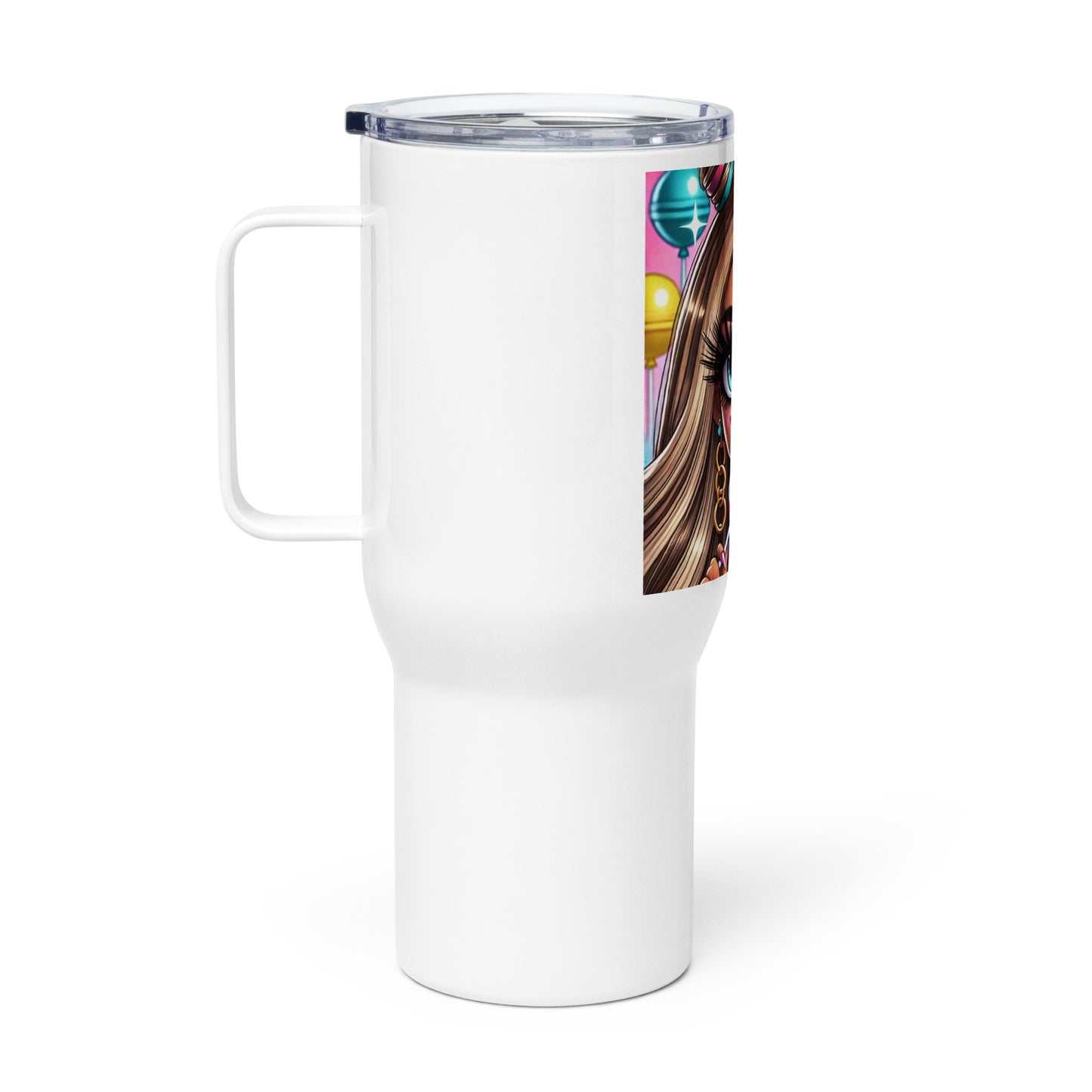 Travel mug with a handle